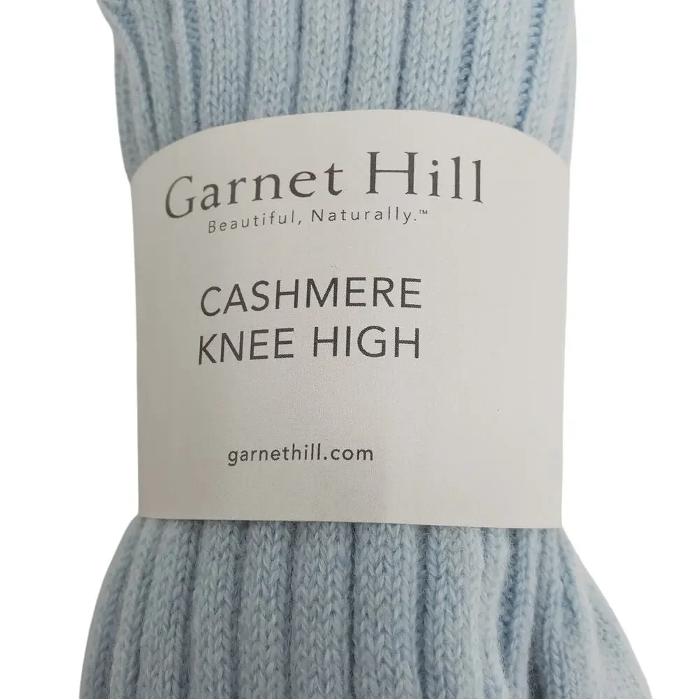 NEW‎ Garnet Hill Socks Knee High 9-11 Rainwater Blue 82% Cashmere Warm Holiday